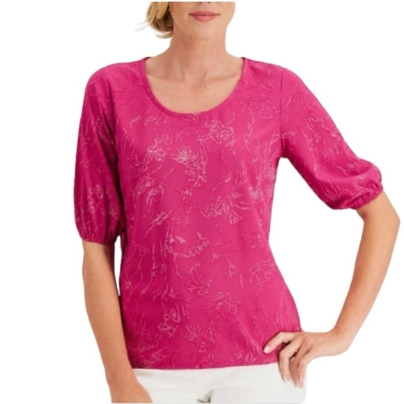 Jm Collection Womens Pink Textured Glitter Floral XL petite - Picture 1 of 8
